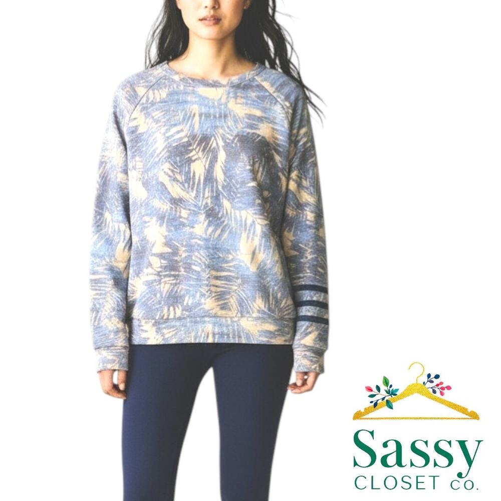 SOL Los Angeles Blue Leaf Print Crewneck Sweatshirt Made in USA Size S